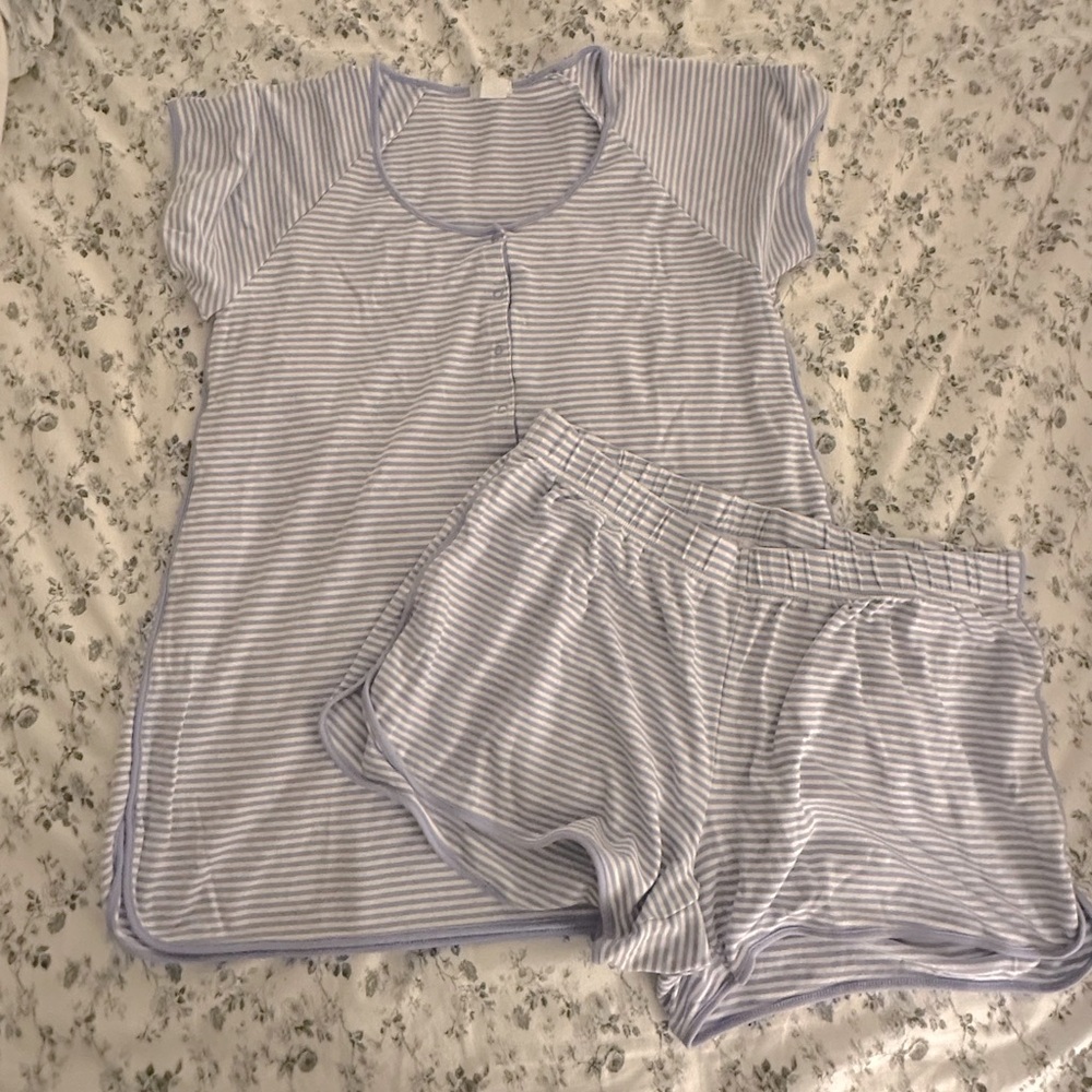 LAKE Maternity Pima Cotton Short Short Pajamas Hydrangea Blue Medium
